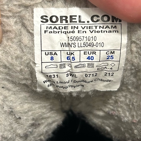 Sorel Tivoli Boots waterproof black & white check with pink logo size 8 - Picture 6 of 8